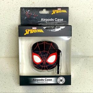 NEW Marvel Spider-Man Miles‎ Morales AirPods Case Gen 1 & 2 Black Silicone Cover